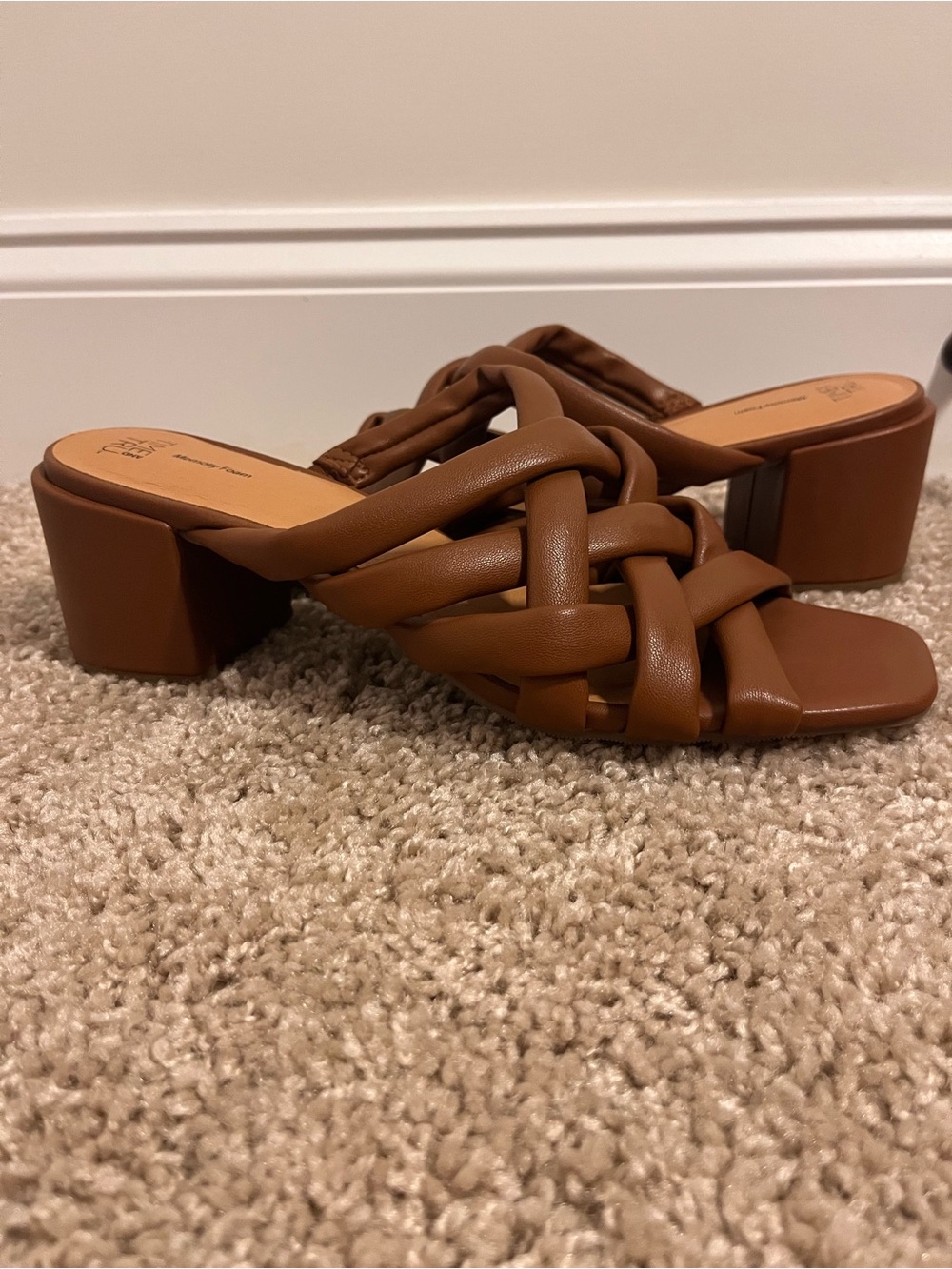 Time and Tru Woven Block Heel Sandals in Brown